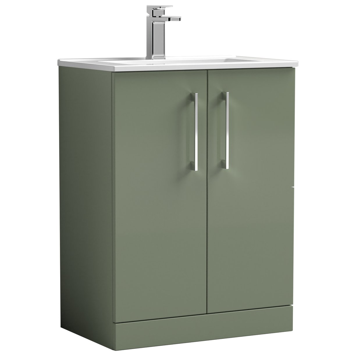 Arno 600mm Floor Standing 2-Door Vanity Unit & Minimalist Ceramic Basin