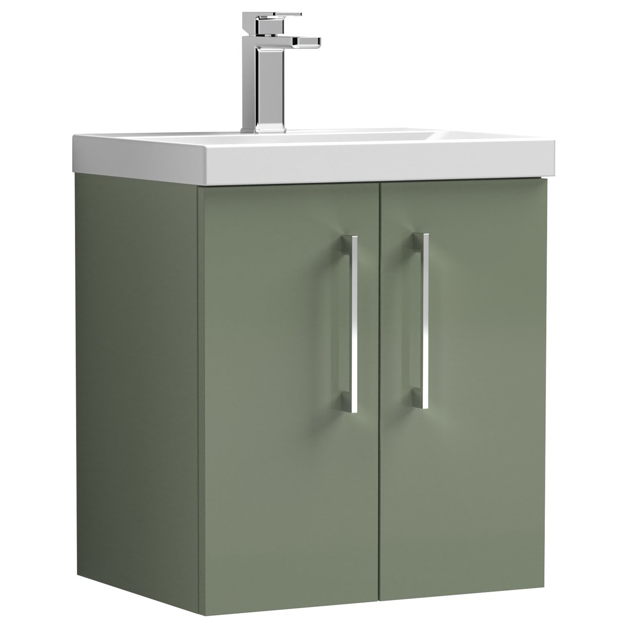 Arno 500mm Wall Hung 2-Door Vanity Unit & Mid-Edge Ceramic Basin