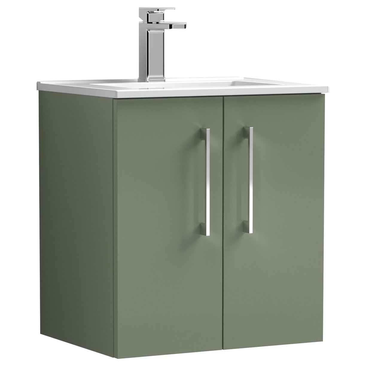 Arno 500mm Wall Hung 2-Door Vanity Unit & Minimalist Ceramic Basin