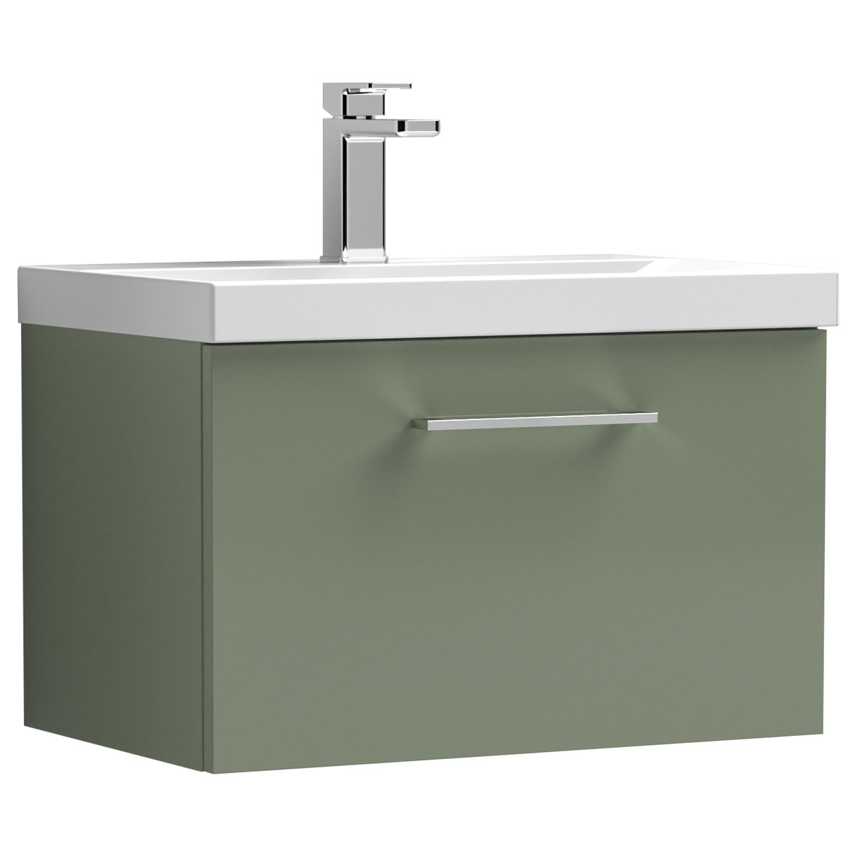 Arno 600mm Wall Hung 1-Drawer Vanity Unit & Thin-Edge Ceramic Basin