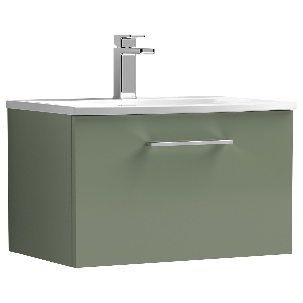 Arno 600mm Wall Hung 1-Drawer Vanity Unit & Curved Ceramic Basin