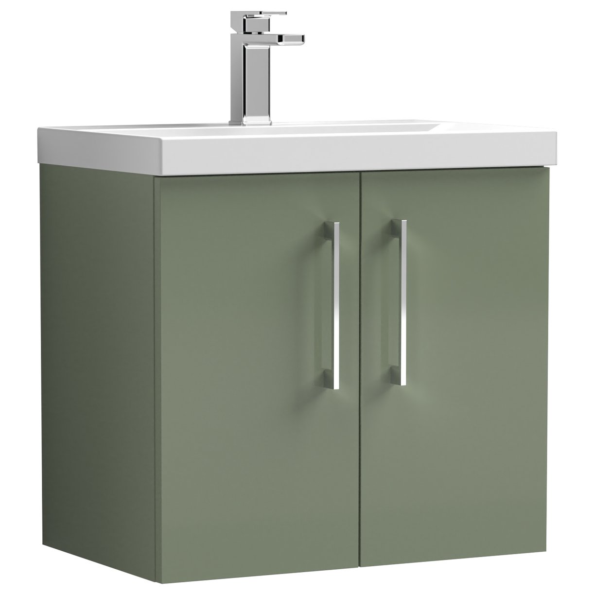 Arno 600mm Wall Hung 2-Door Vanity Unit & Mid-Edge Ceramic Basin