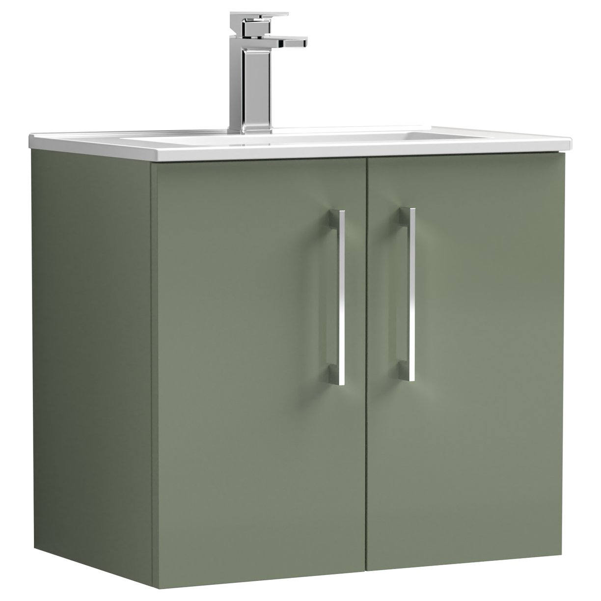 Arno 600mm Wall Hung 2-Door Vanity Unit & Minimalist Ceramic Basin