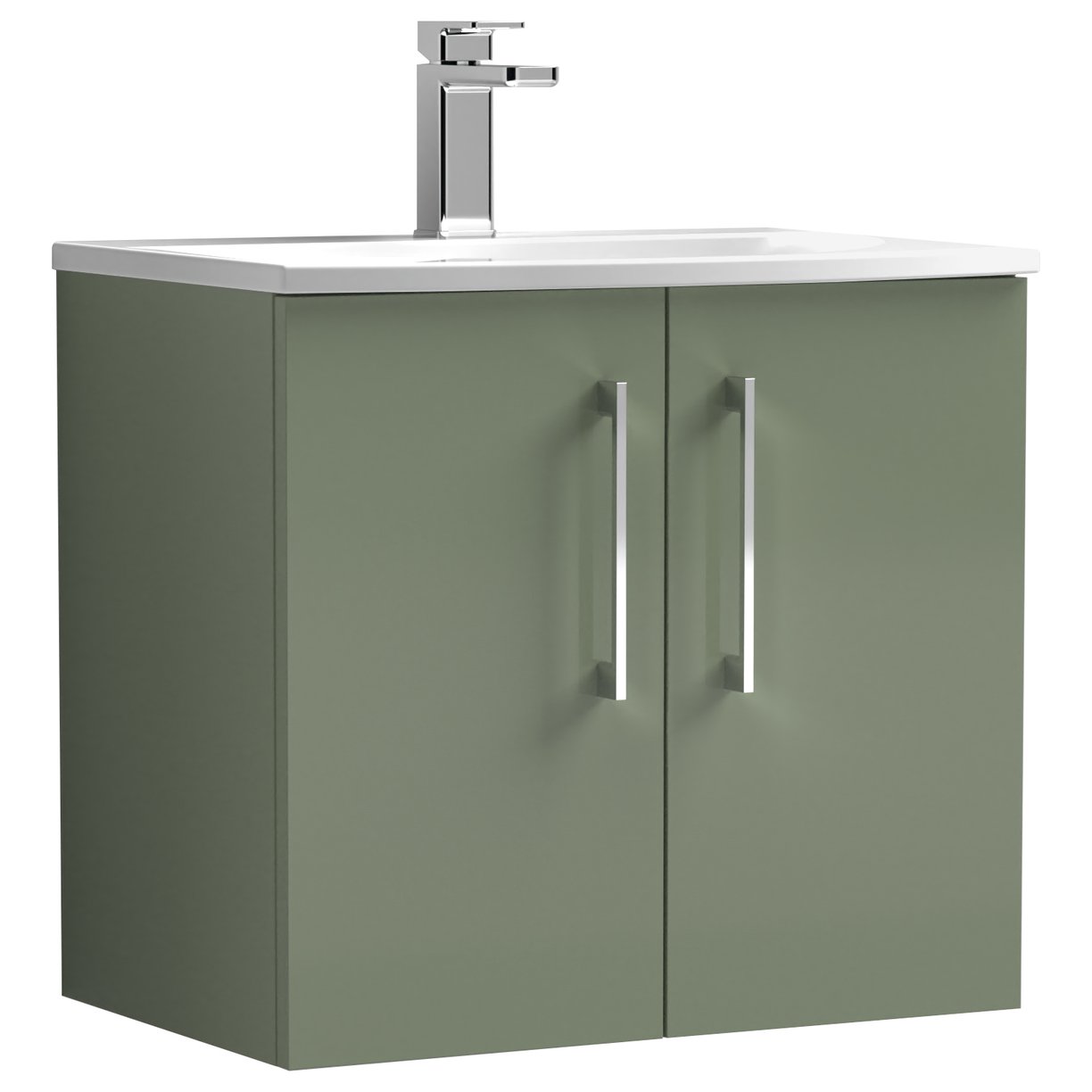Arno 600mm Wall Hung 2-Door Vanity Unit & Curved Ceramic Basin