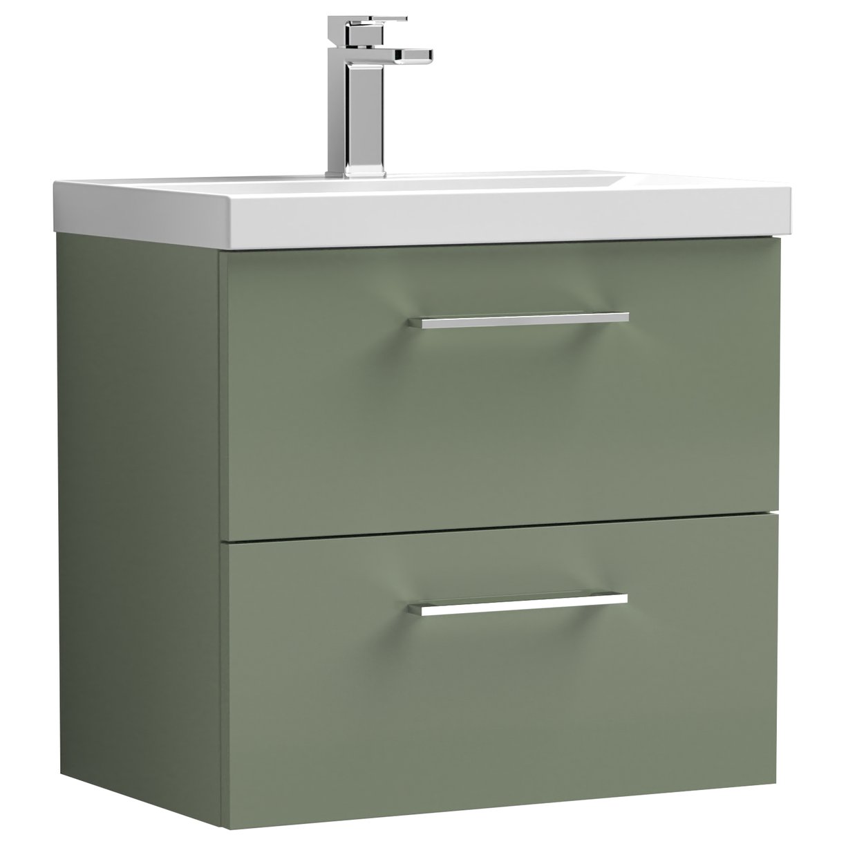 Arno 600mm Wall Hung 2-Drawer Vanity Unit & Mid-Edge Ceramic Basin