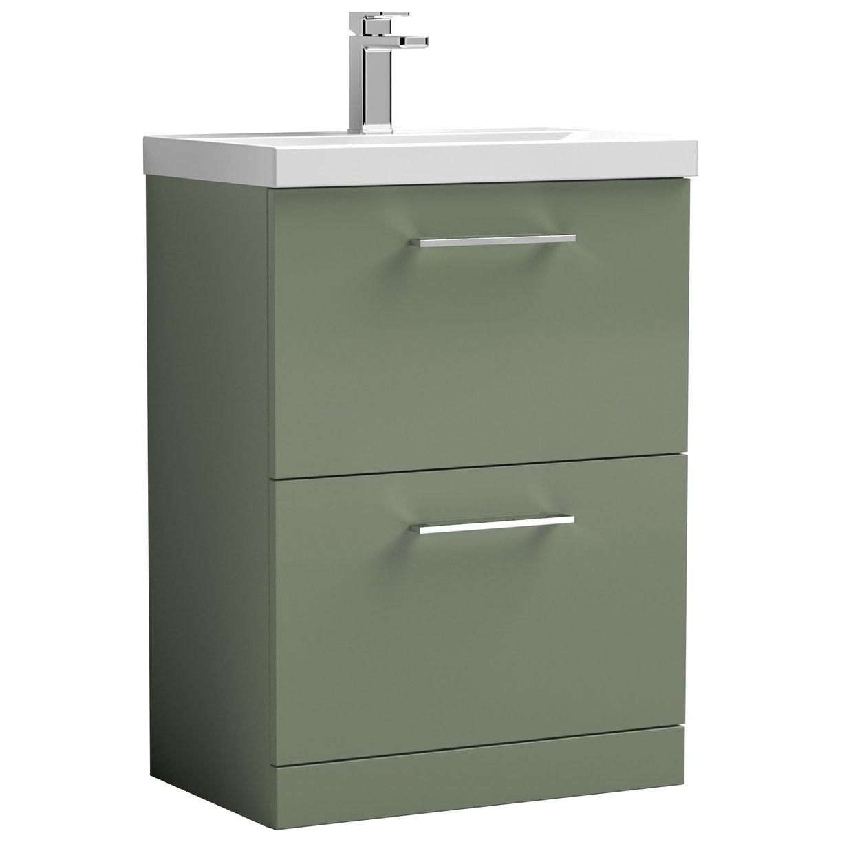 Arno 600mm Floor Standing 2-Drawer Vanity Unit & Mid-Edge Ceramic Basin
