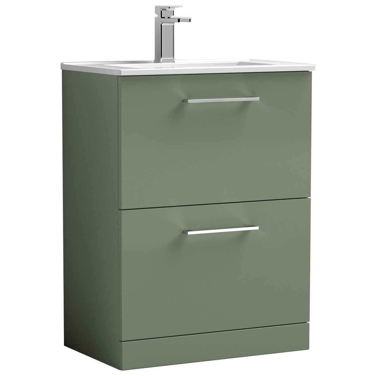 Arno 600mm Floor Standing 2-Drawer Vanity Unit & Minimalist Ceramic Basin