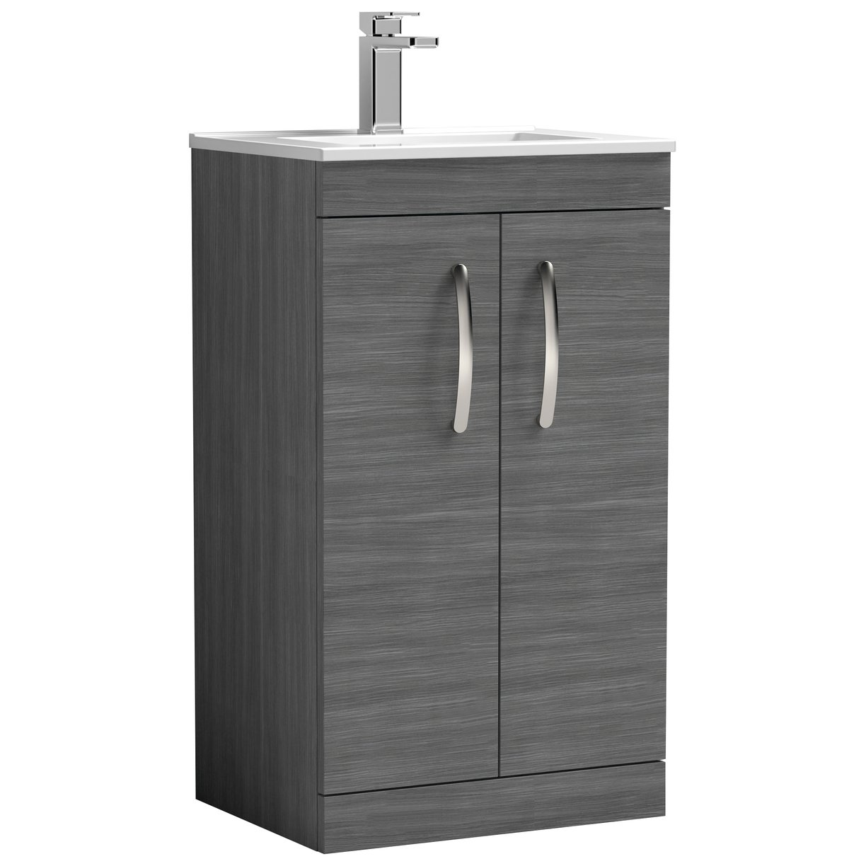 Athena 500mm Floor Standing 2-Door Vanity Unit & Minimalist Ceramic Basin