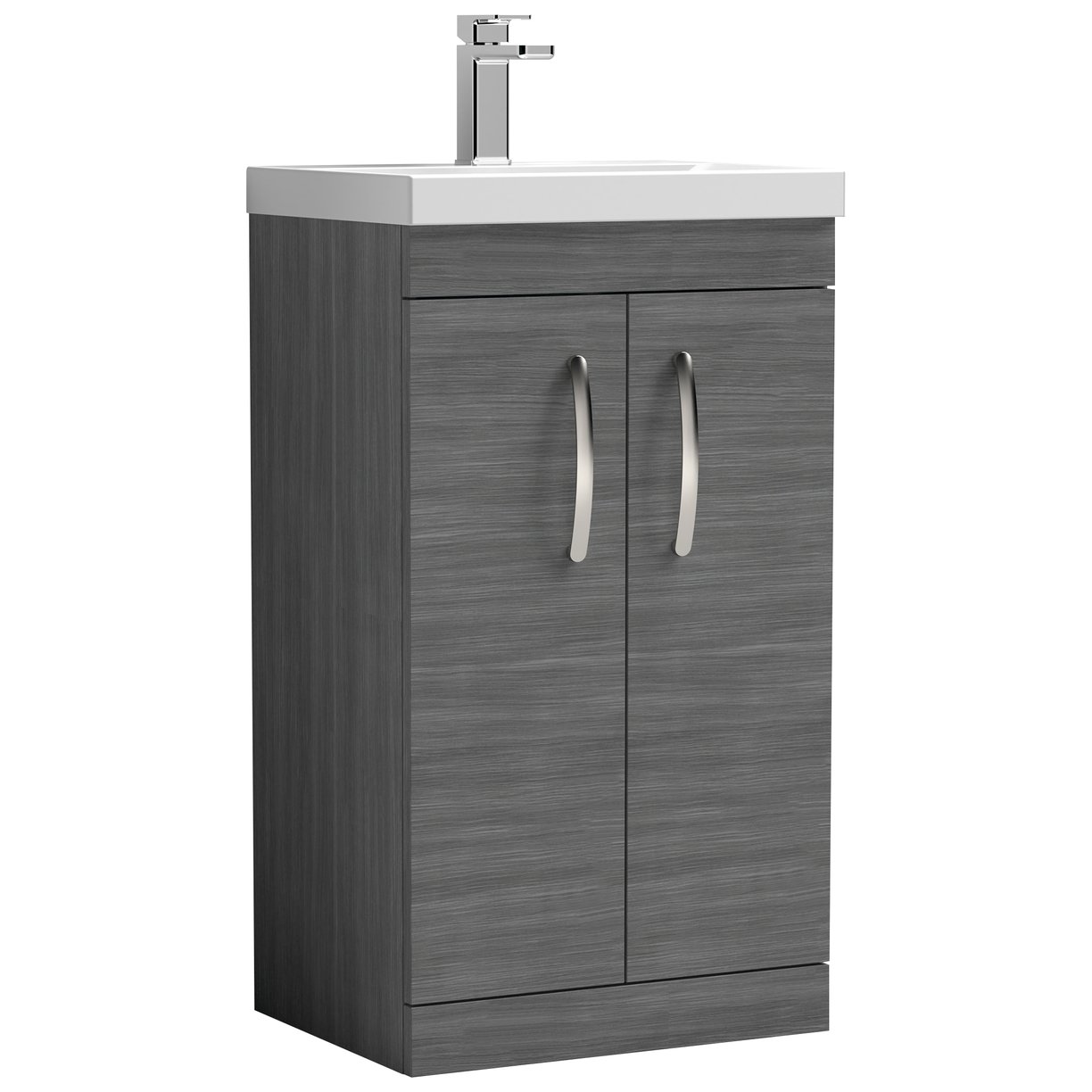 Athena 500mm Floor Standing 2-Door Vanity Unit & Thin-Edge Ceramic Basin