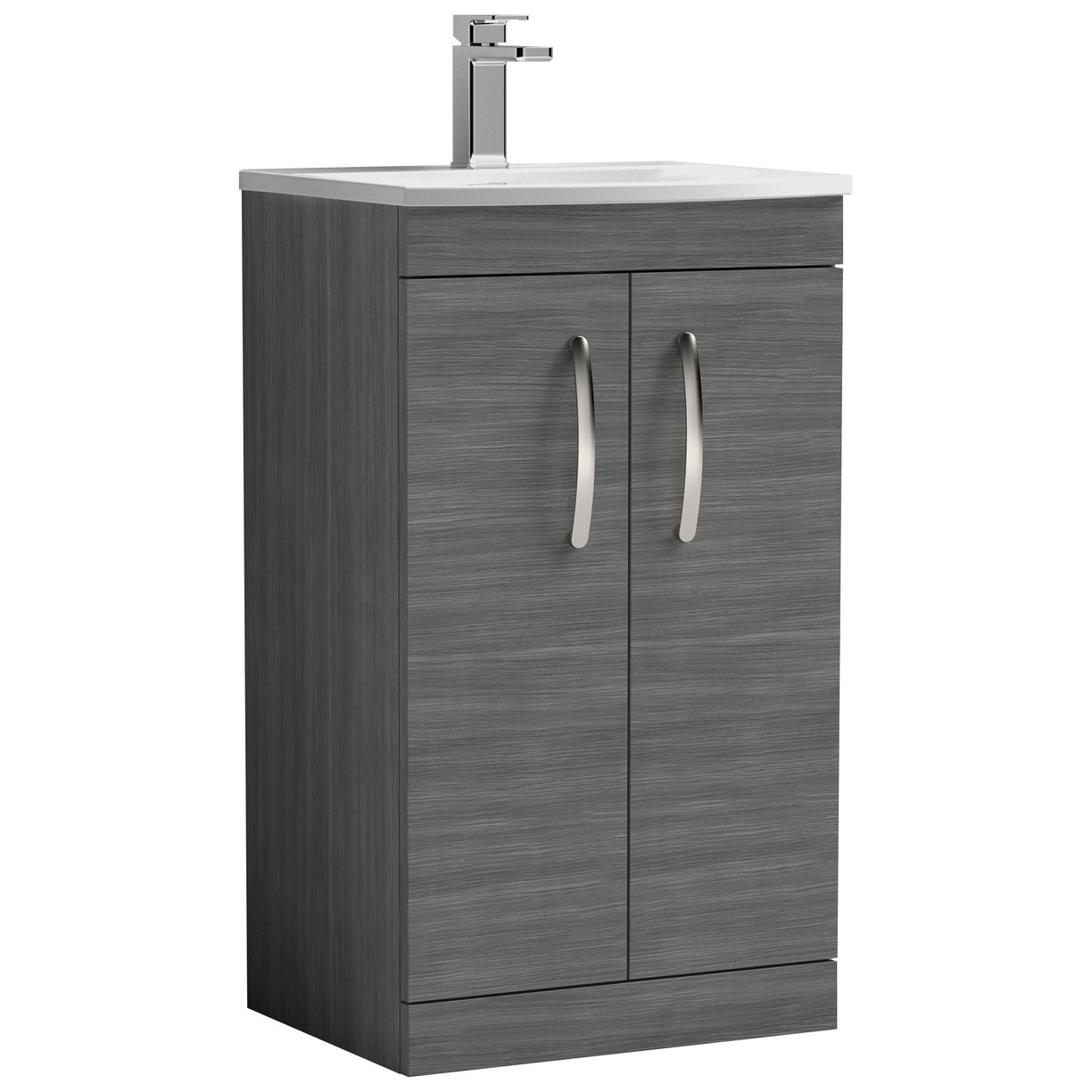 Athena 500mm Floor Standing 2-Door Vanity Unit & Curved Ceramic Basin