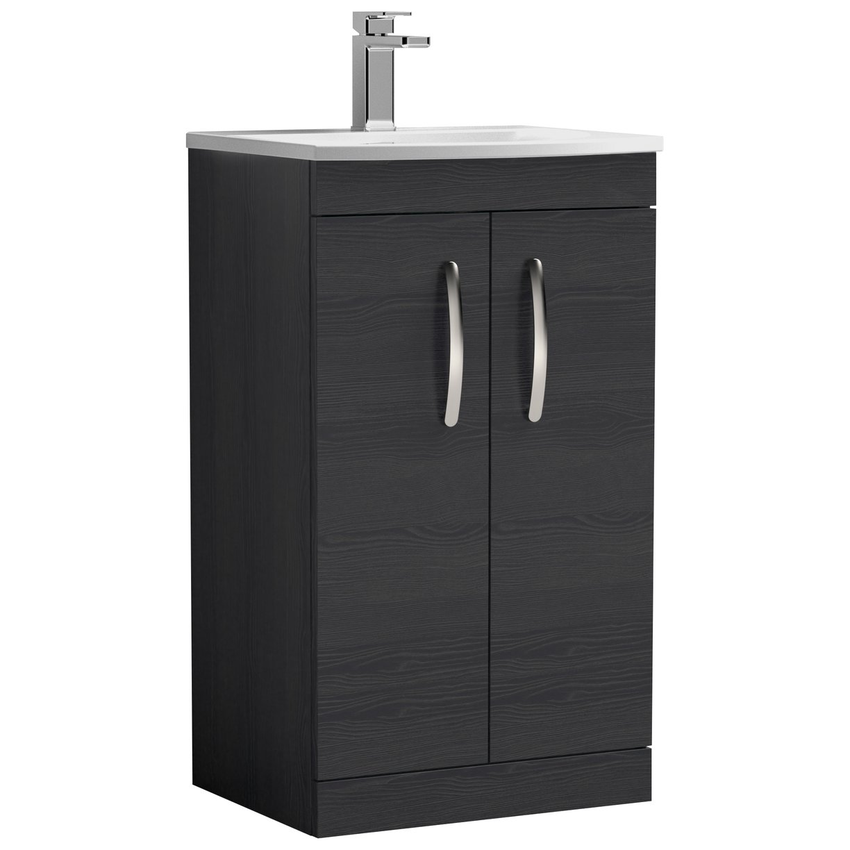 Athena 500mm Floor Standing 2-Door Vanity Unit & Curved Ceramic Basin
