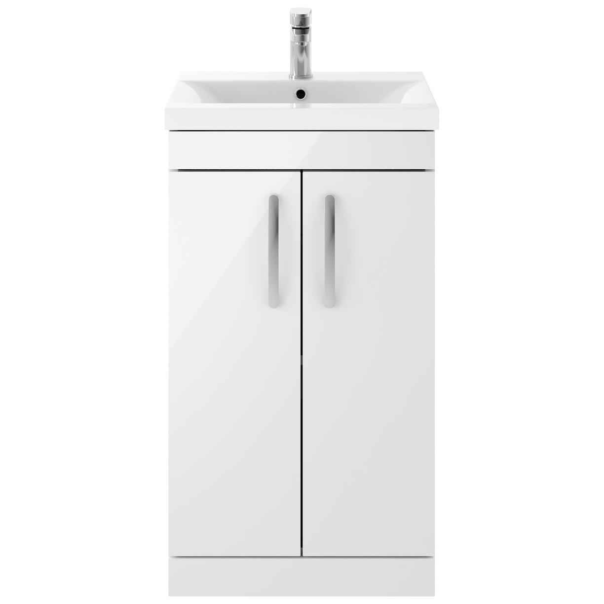Athena 500mm Floor Standing 2-Door Vanity Unit & Mid-Edge Ceramic Basin