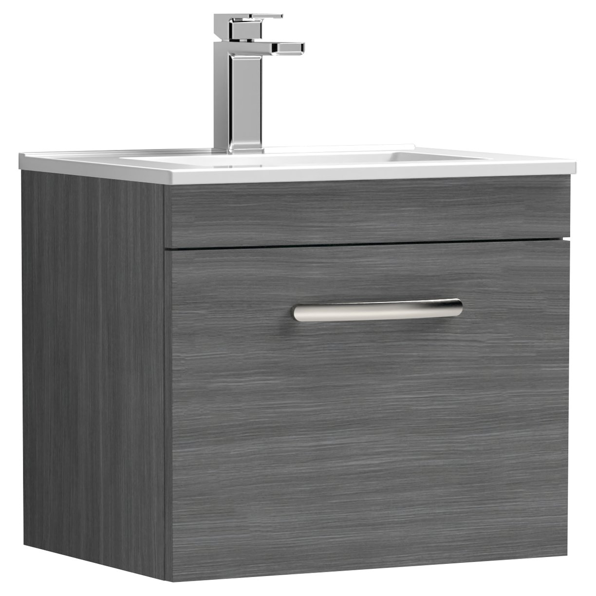Athena 500mm Wall Hung 1-Drawer Vanity Unit & Minimalist Ceramic Basin