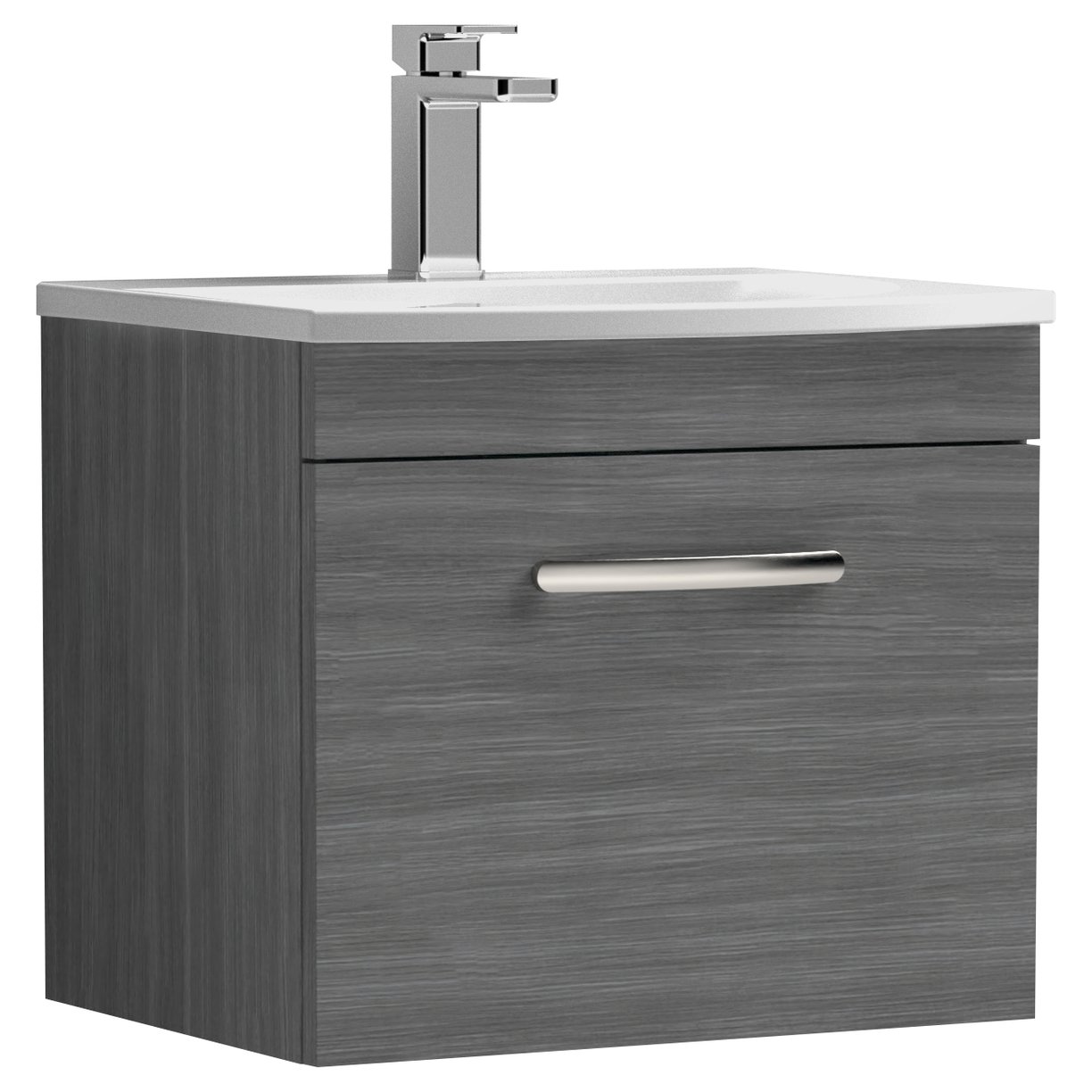 Athena 500mm Wall Hung 1-Drawer Vanity Unit & Curved Ceramic Basin