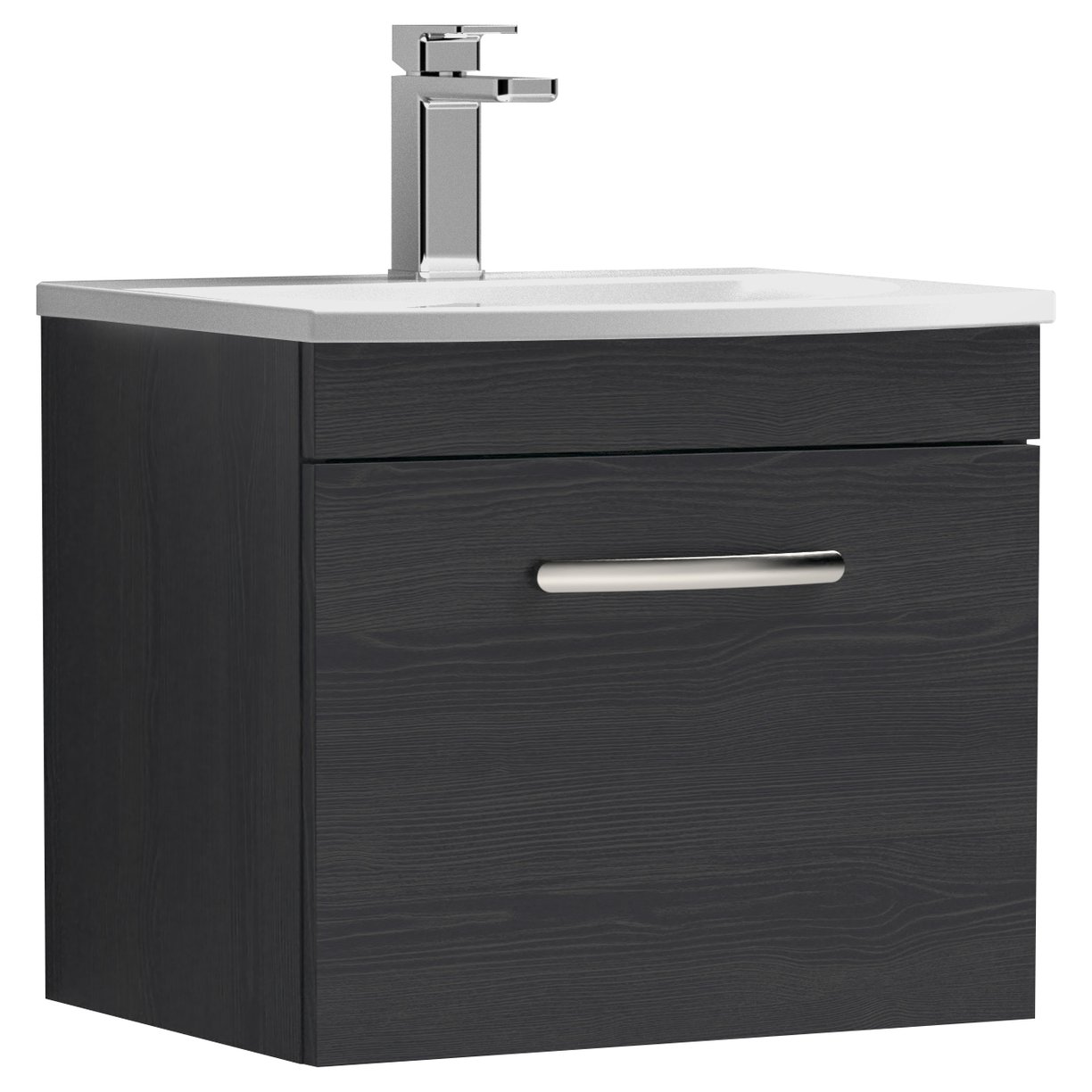 Athena 500mm Wall Hung 1-Drawer Vanity Unit & Curved Ceramic Basin