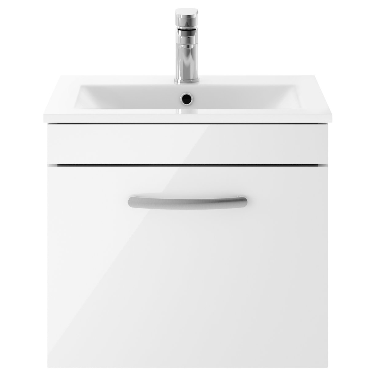 Athena 500mm Wall Hung 1-Drawer Vanity Unit & Minimalist Ceramic Basin