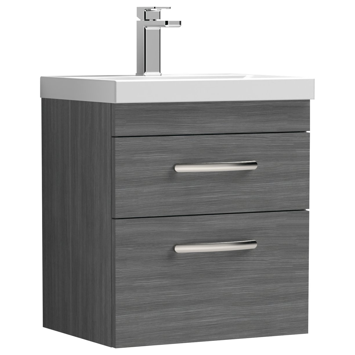 Athena 500mm Wall Hung 2-Drawer Vanity Unit & Thin-Edge Ceramic Basin