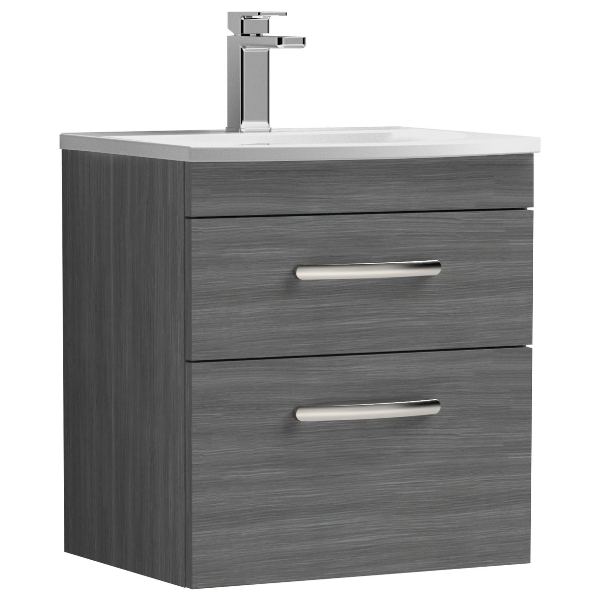 Athena 500mm Wall Hung 2-Drawer Vanity Unit & Curved Ceramic Basin