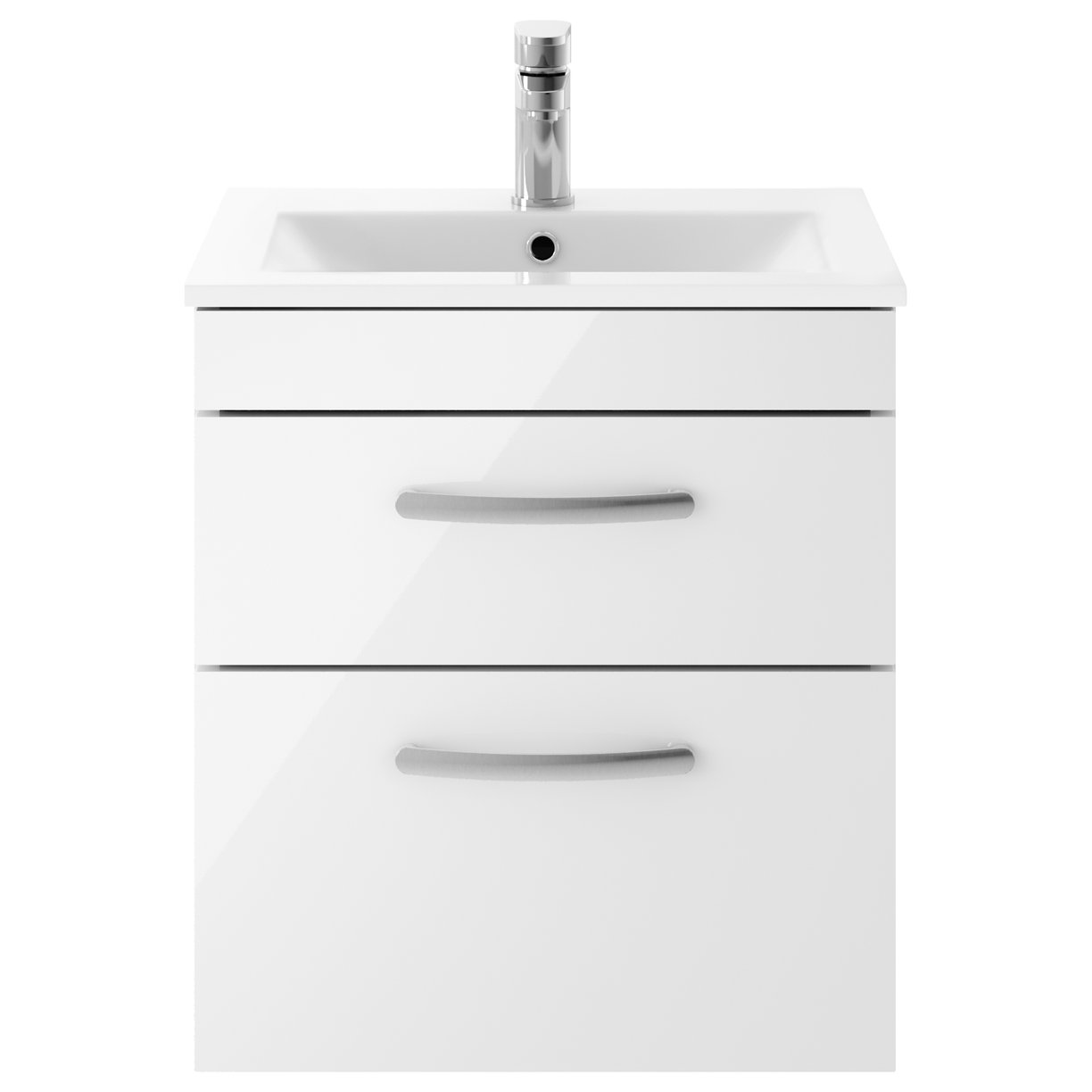 Athena 500mm Wall Hung 2-Drawer Vanity Unit & Minimalist Ceramic Basin
