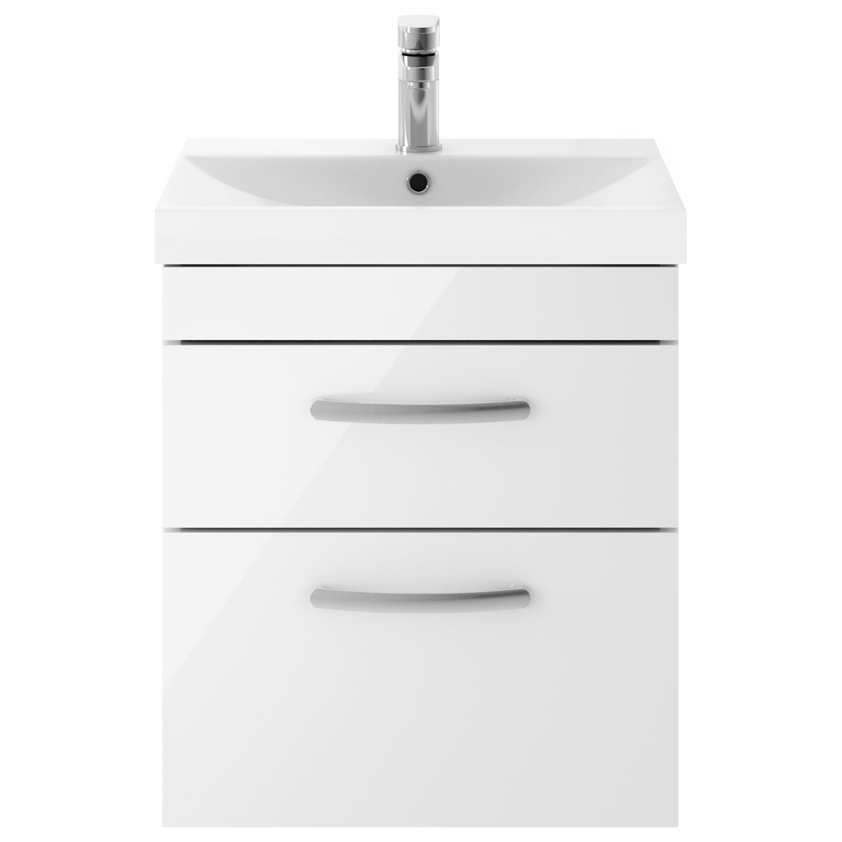 Athena 500mm Wall Hung 2-Drawer Vanity Unit & Thin-Edge Ceramic Basin