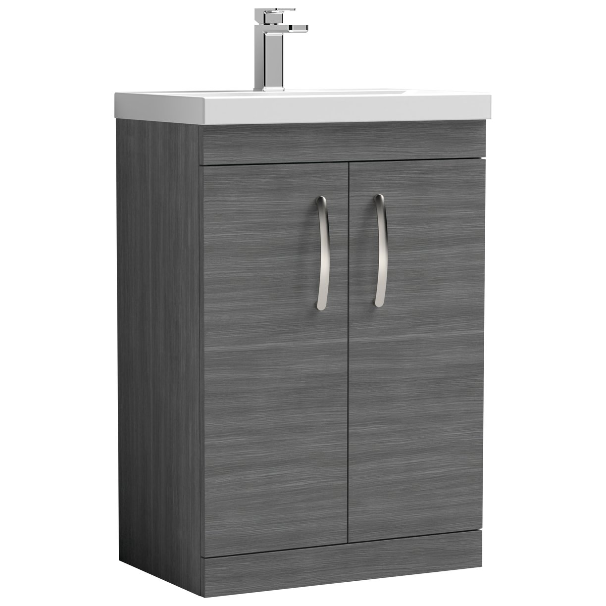 Athena 600mm Floor Standing 2-Door Vanity Unit & Thin-Edge Ceramic Basin
