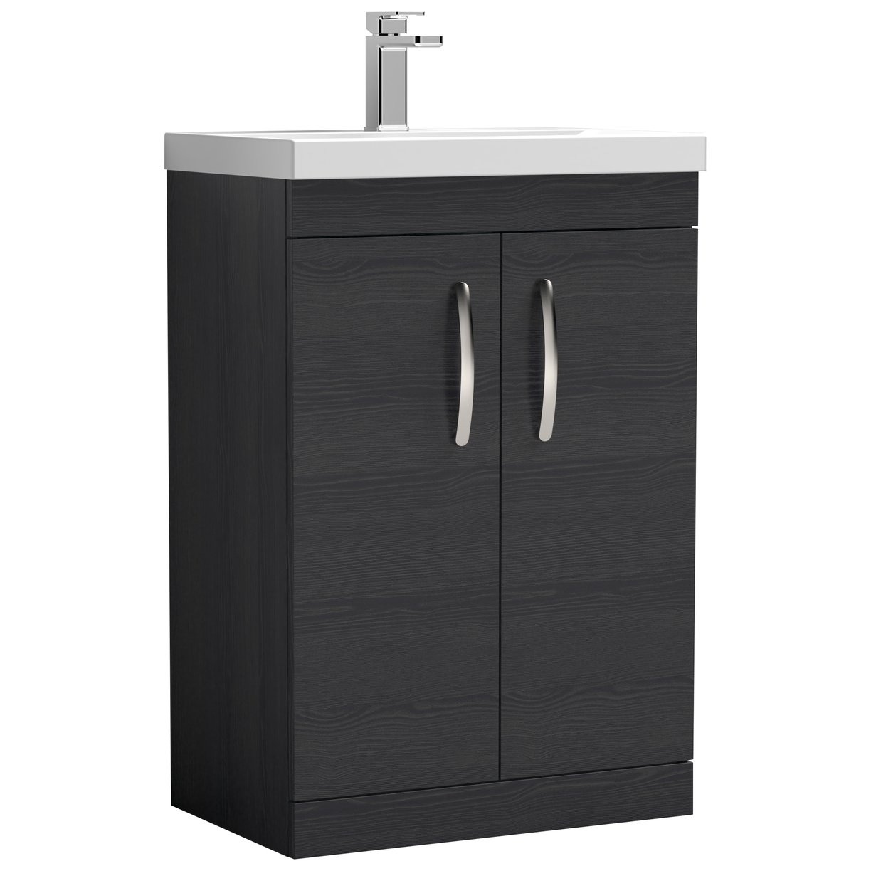 Athena 600mm Floor Standing 2-Door Vanity Unit & Mid-Edge Ceramic Basin