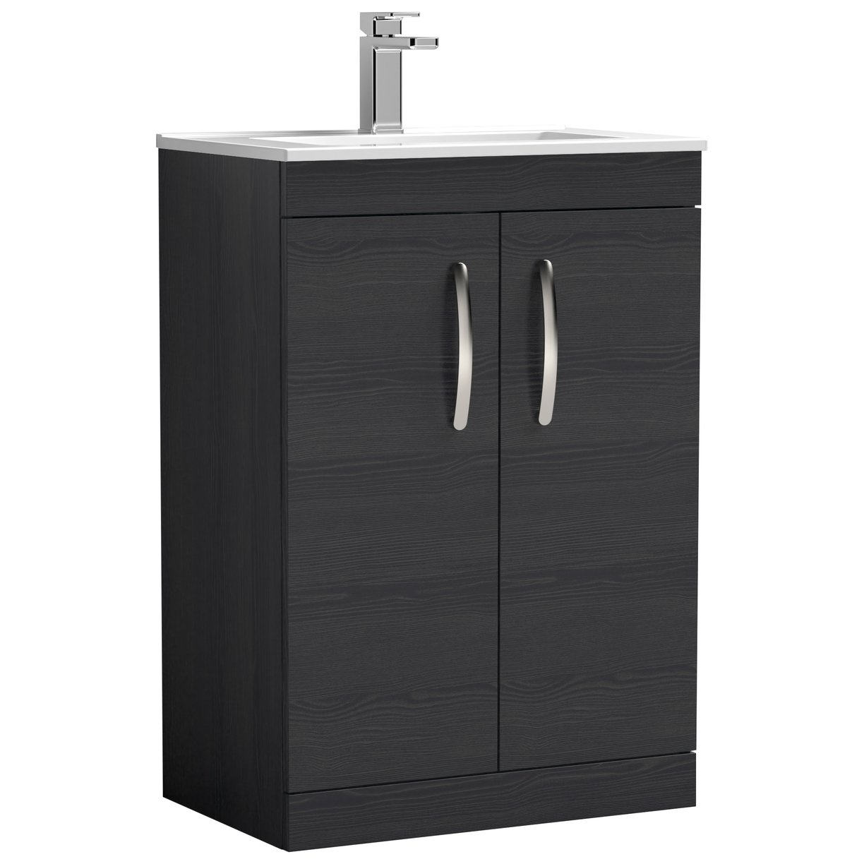 Athena 600mm Floor Standing 2-Door Vanity Unit & Minimalist Ceramic Basin