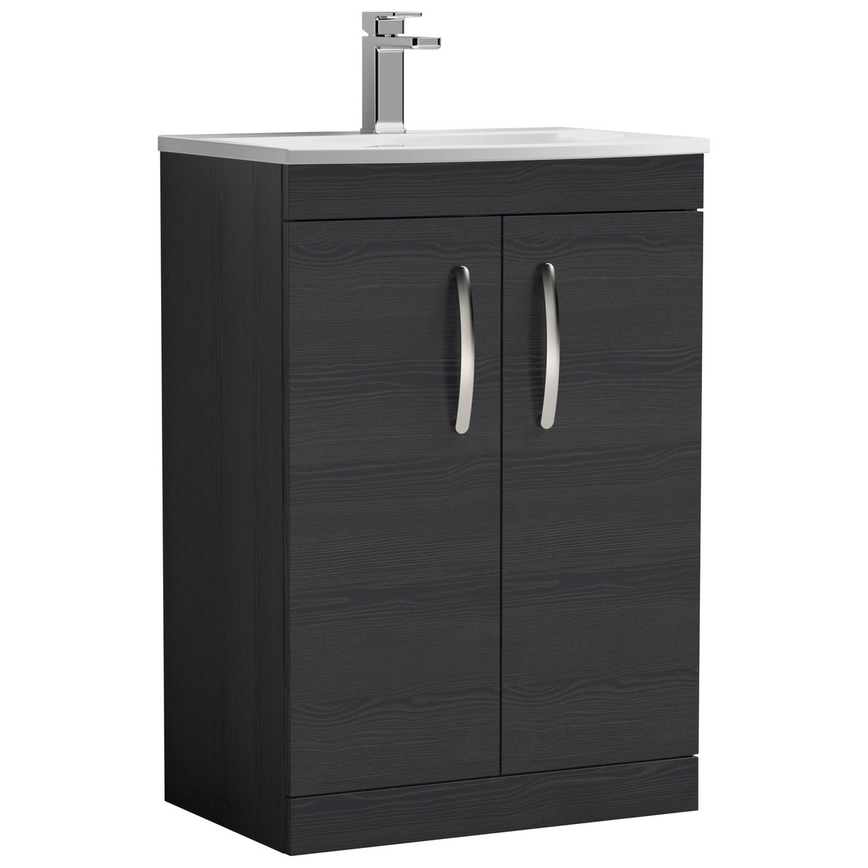 Athena 600mm Floor Standing 2-Door Vanity Unit & Curved Ceramic Basin