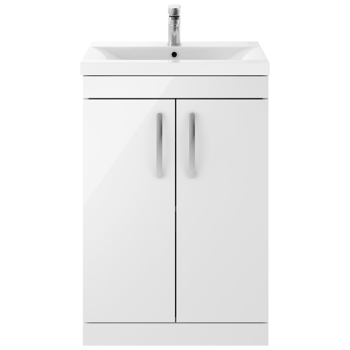 Athena 600mm Floor Standing 2-Door Vanity Unit & Mid-Edge Ceramic Basin
