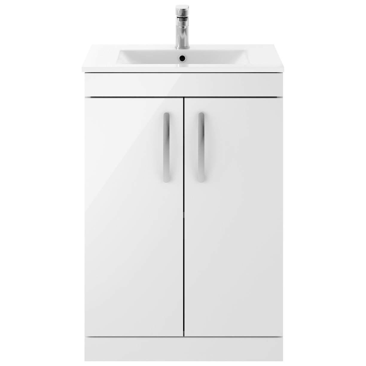 Athena 600mm Floor Standing 2-Door Vanity Unit & Minimalist Ceramic Basin