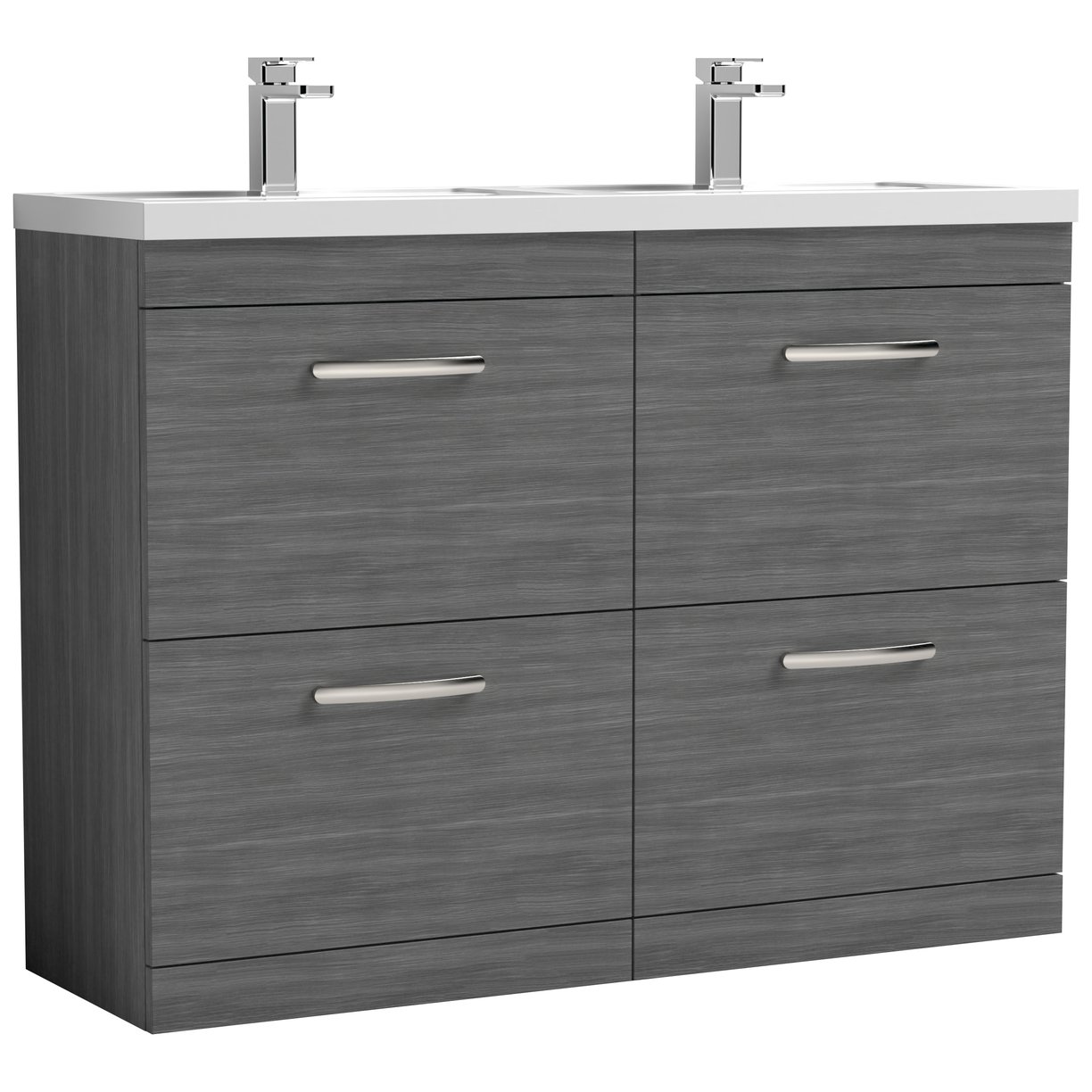 Athena 1200mm Floor Standing 4 Drawer Vanity Unit & Double Basin