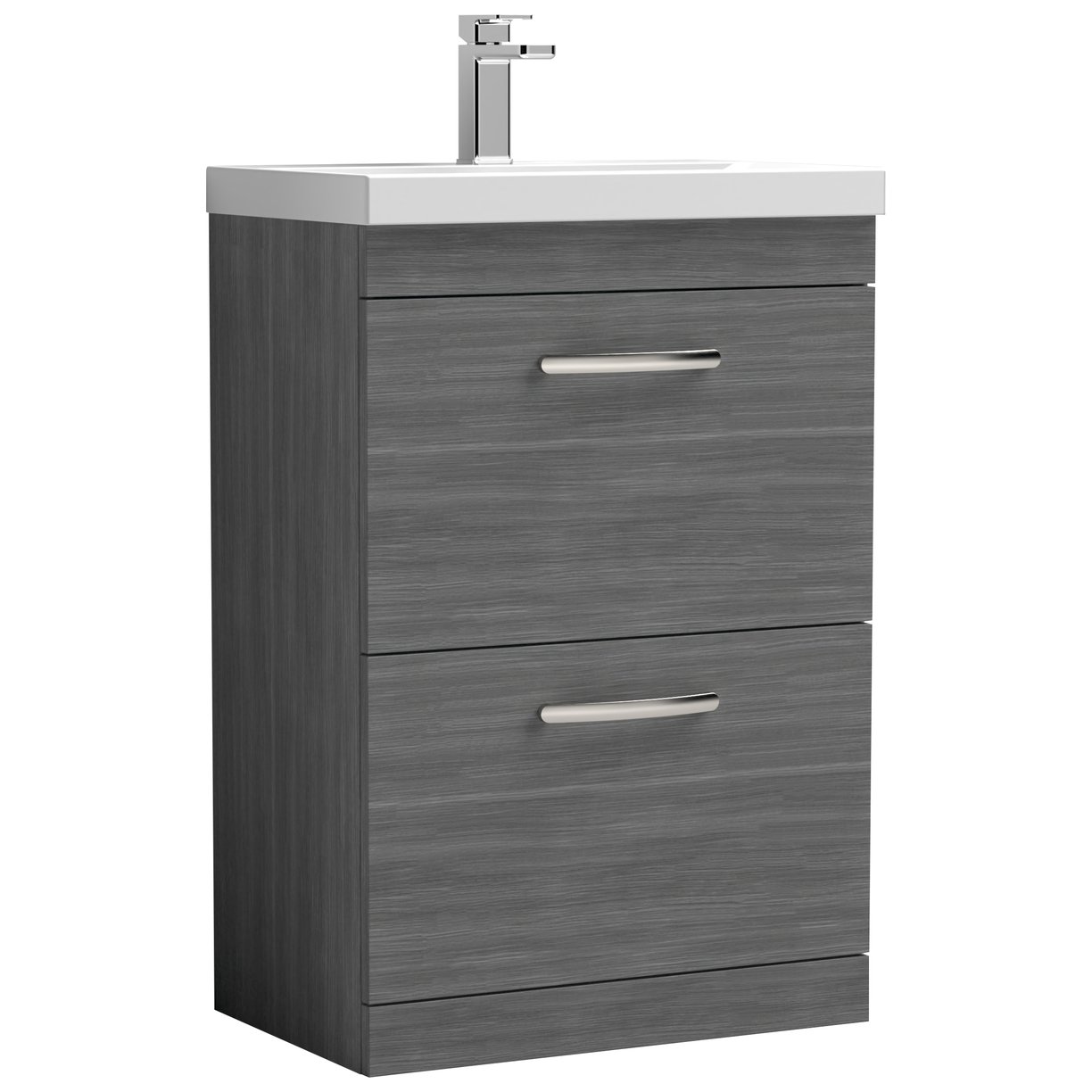 Athena 600mm Floor Standing 2-Drawer Vanity Unit & Thin-Edge Ceramic Basin