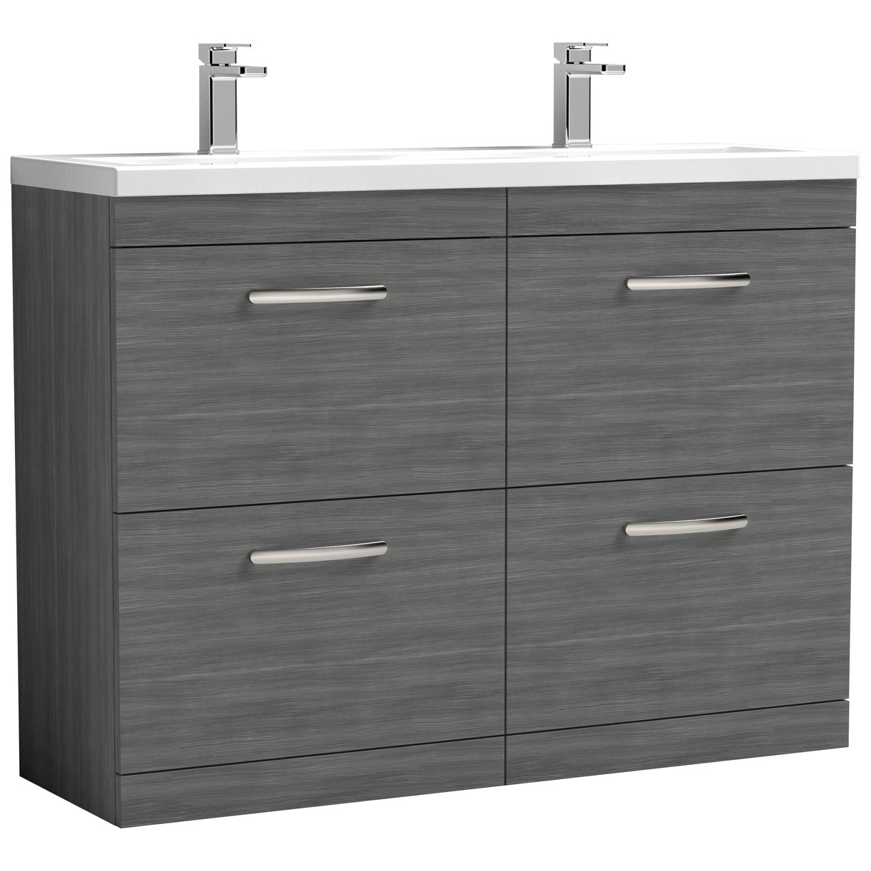 Athena 1200mm Floor Standing 4 Drawer Vanity Unit & Double Basin