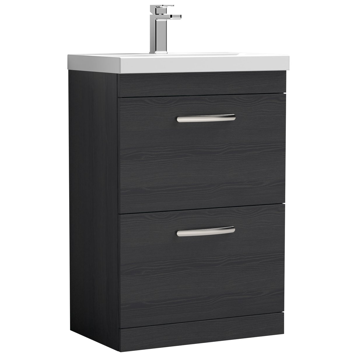 Athena 600mm Floor Standing 2-Drawer Vanity Unit & Mid-Edge Ceramic Basin