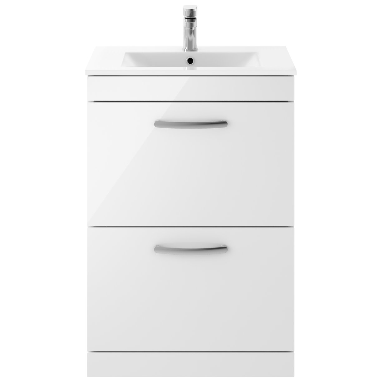 Athena 600mm Floor Standing 2-Drawer Vanity Unit & Minimalist Ceramic Basin