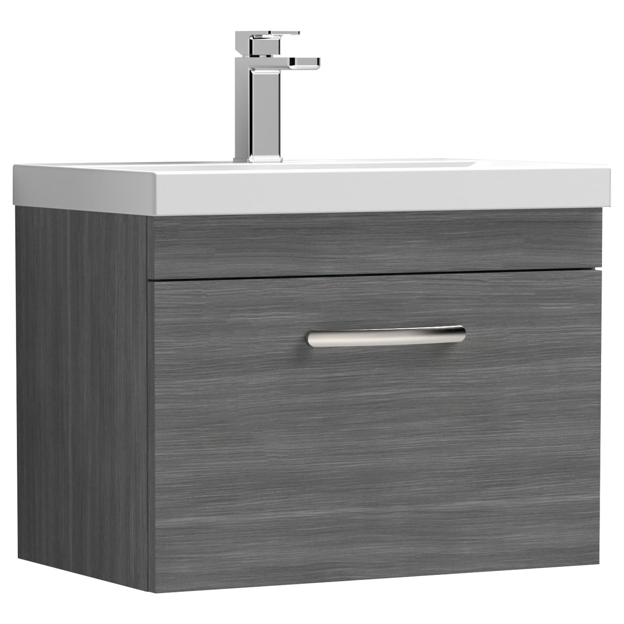 Athena 600mm Wall Hung 1-Drawer Vanity Unit & Thin-Edge Ceramic Basin