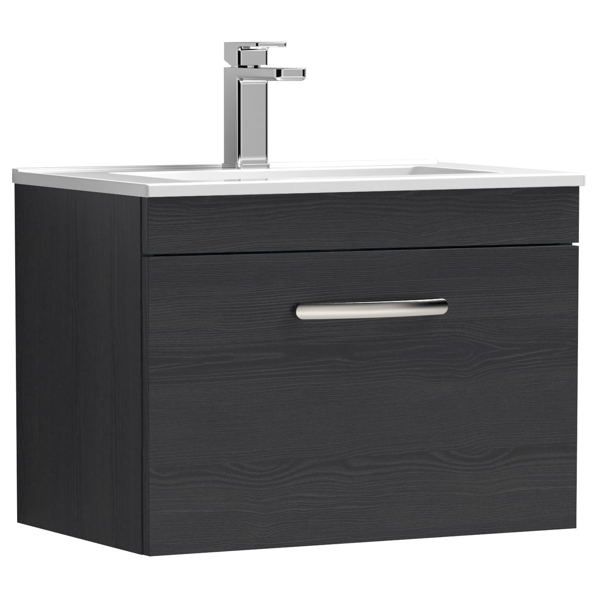 Athena 600mm Wall Hung 1-Drawer Vanity Unit & Minimalist Ceramic Basin