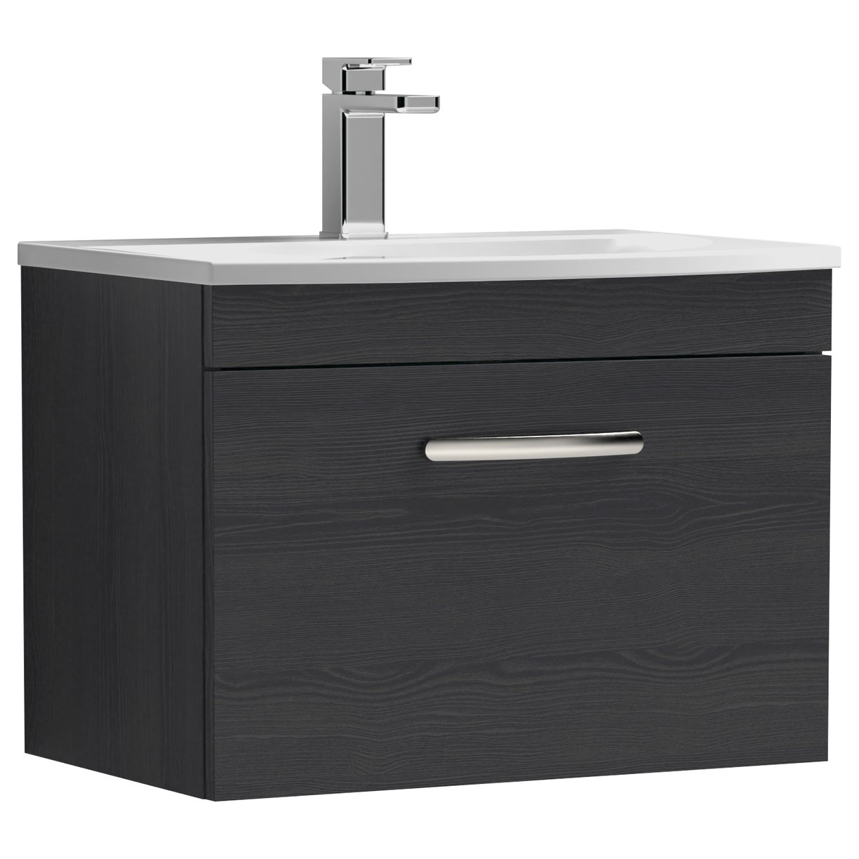 Athena 600mm Wall Hung 1-Drawer Vanity Unit & Curved Ceramic Basin