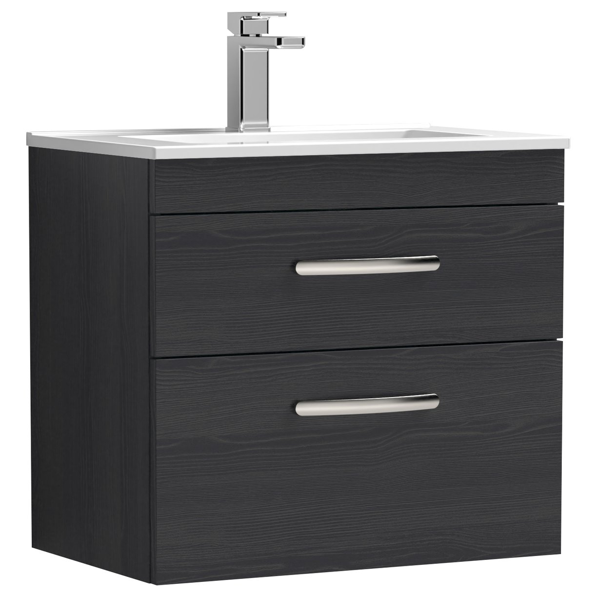 Athena 600mm Wall Hung 2-Drawer Vanity Unit & Minimalist Ceramic Basin