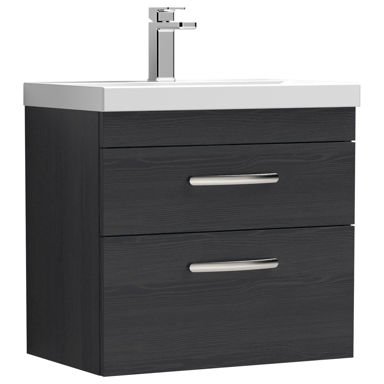 Athena 600mm Wall Hung 2-Drawer Vanity Unit & Thin-Edge Ceramic Basin