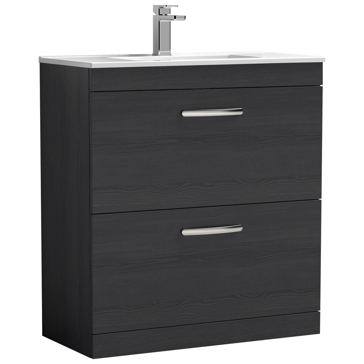 Athena 800mm Floor Standing 2-Drawer Vanity Unit & Minimalist Ceramic Basin