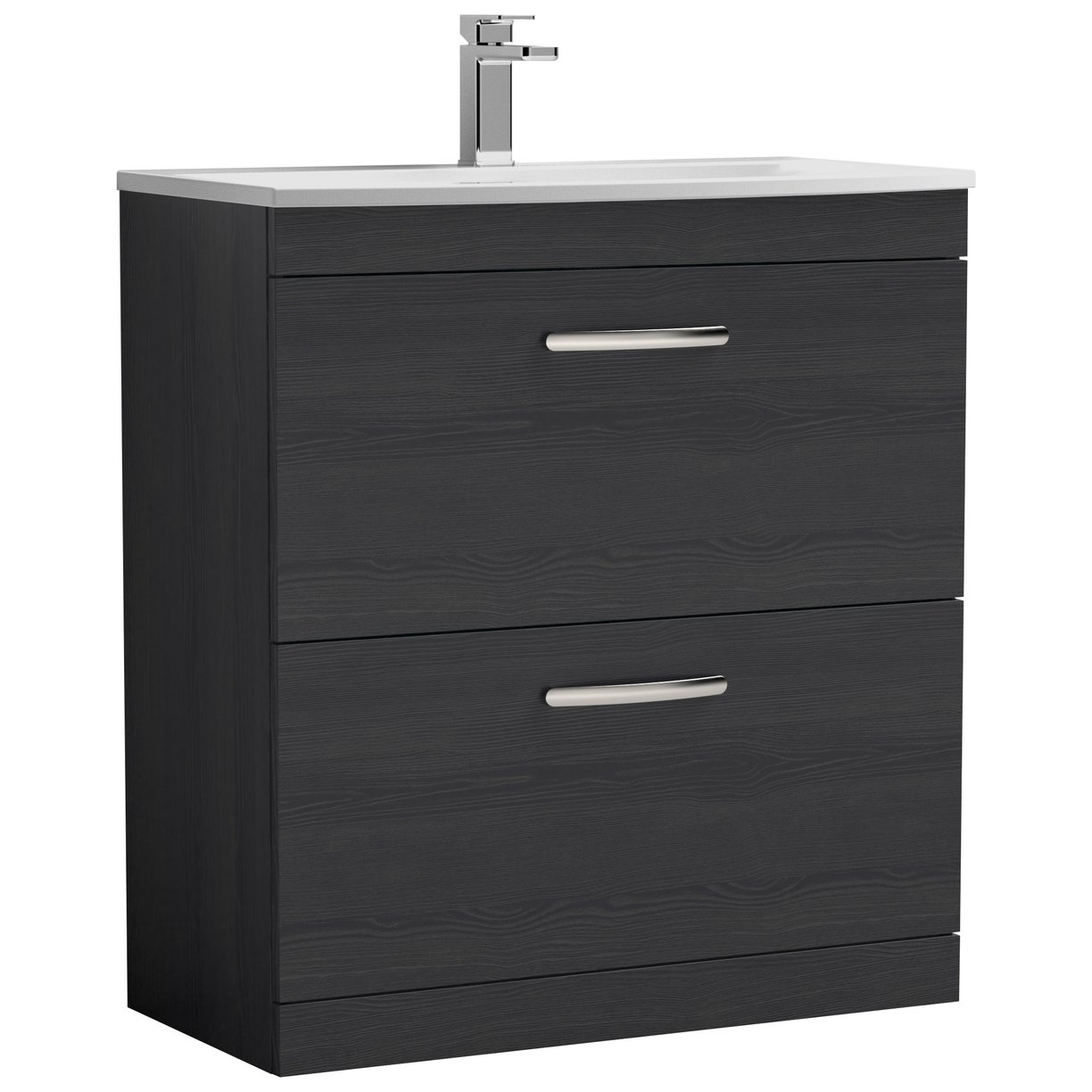 Athena 800mm Floor Standing 2-Drawer Vanity Unit & Curved Ceramic Basin