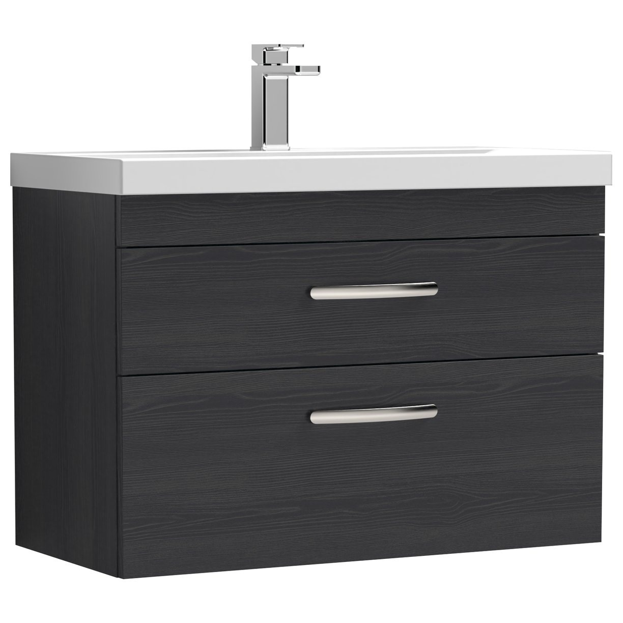 Athena 800mm Wall Hung 2-Drawer Vanity Unit & Thin-Edge Ceramic Basin