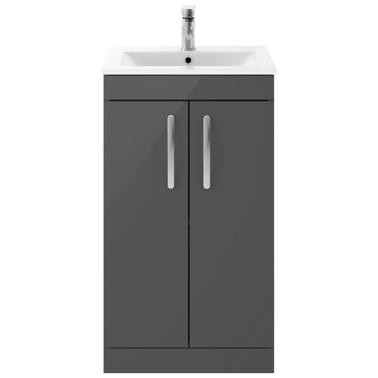 Athena 500mm Floor Standing 2-Door Vanity Unit & Minimalist Ceramic Basin