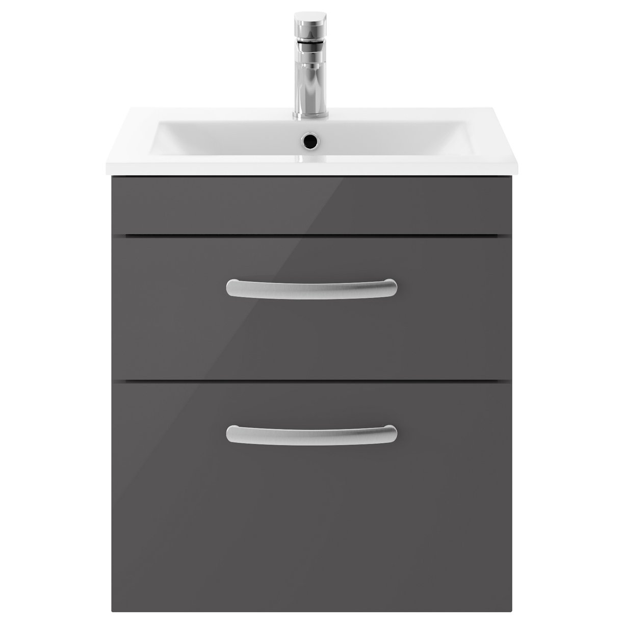 Athena 500mm Wall Hung 2-Drawer Vanity Unit & Minimalist Ceramic Basin