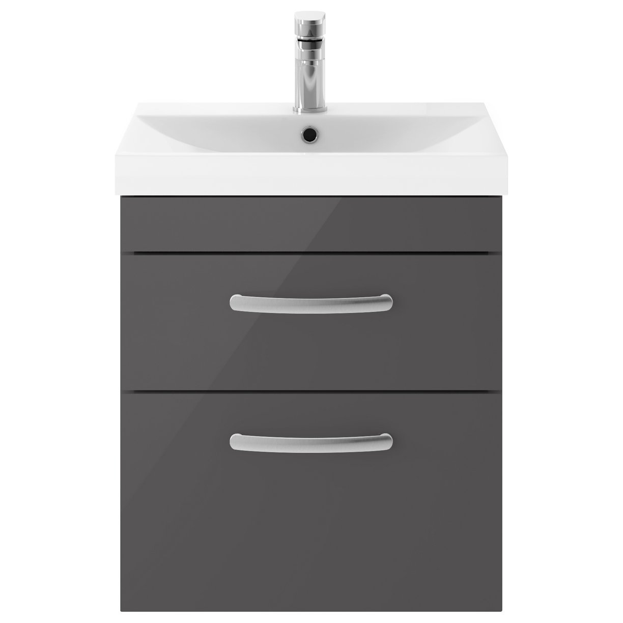 Athena 500mm Wall Hung 2-Drawer Vanity Unit & Thin-Edge Ceramic Basin