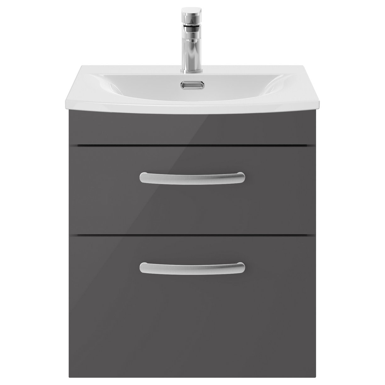 Athena 500mm Wall Hung 2-Drawer Vanity Unit & Curved Ceramic Basin