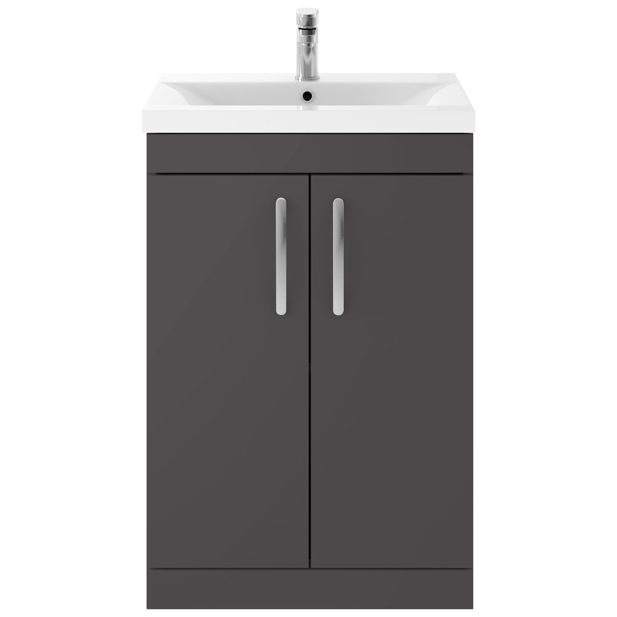 Athena 600mm Floor Standing 2-Door Vanity Unit & Mid-Edge Ceramic Basin