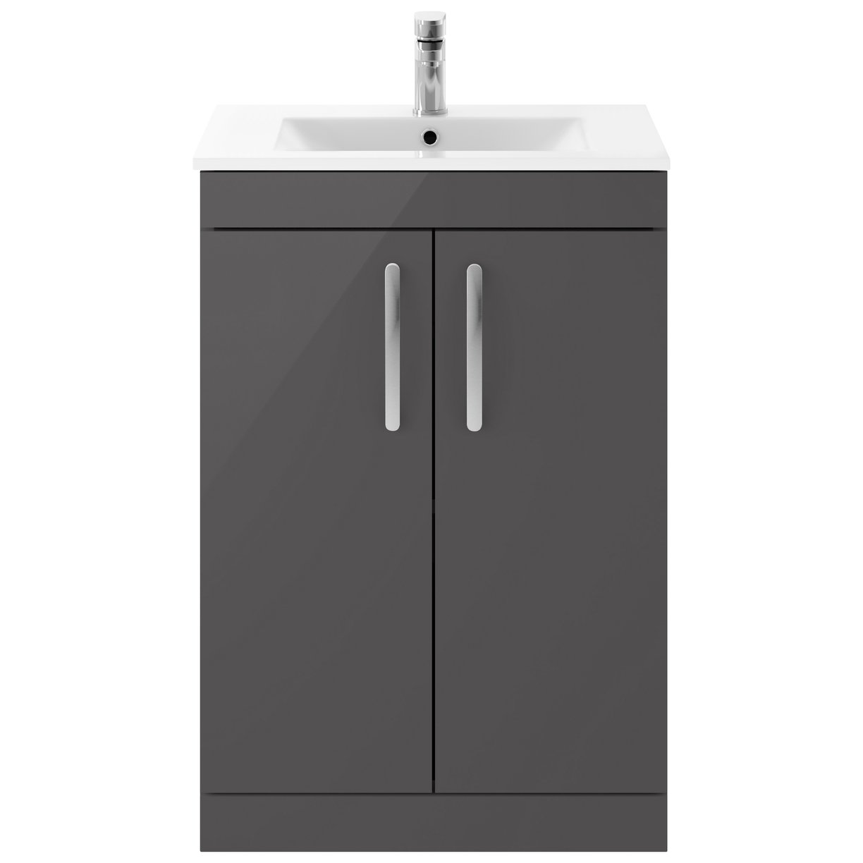 Athena 600mm Floor Standing 2-Door Vanity Unit & Minimalist Ceramic Basin