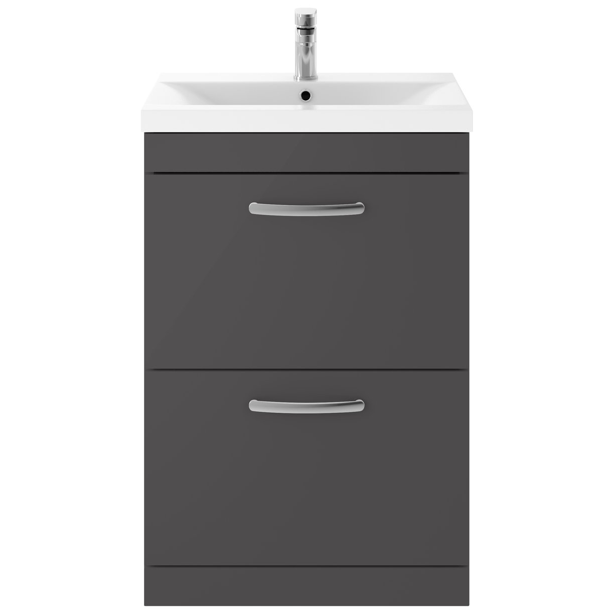 Athena 600mm Floor Standing 2-Drawer Vanity Unit & Mid-Edge Ceramic Basin